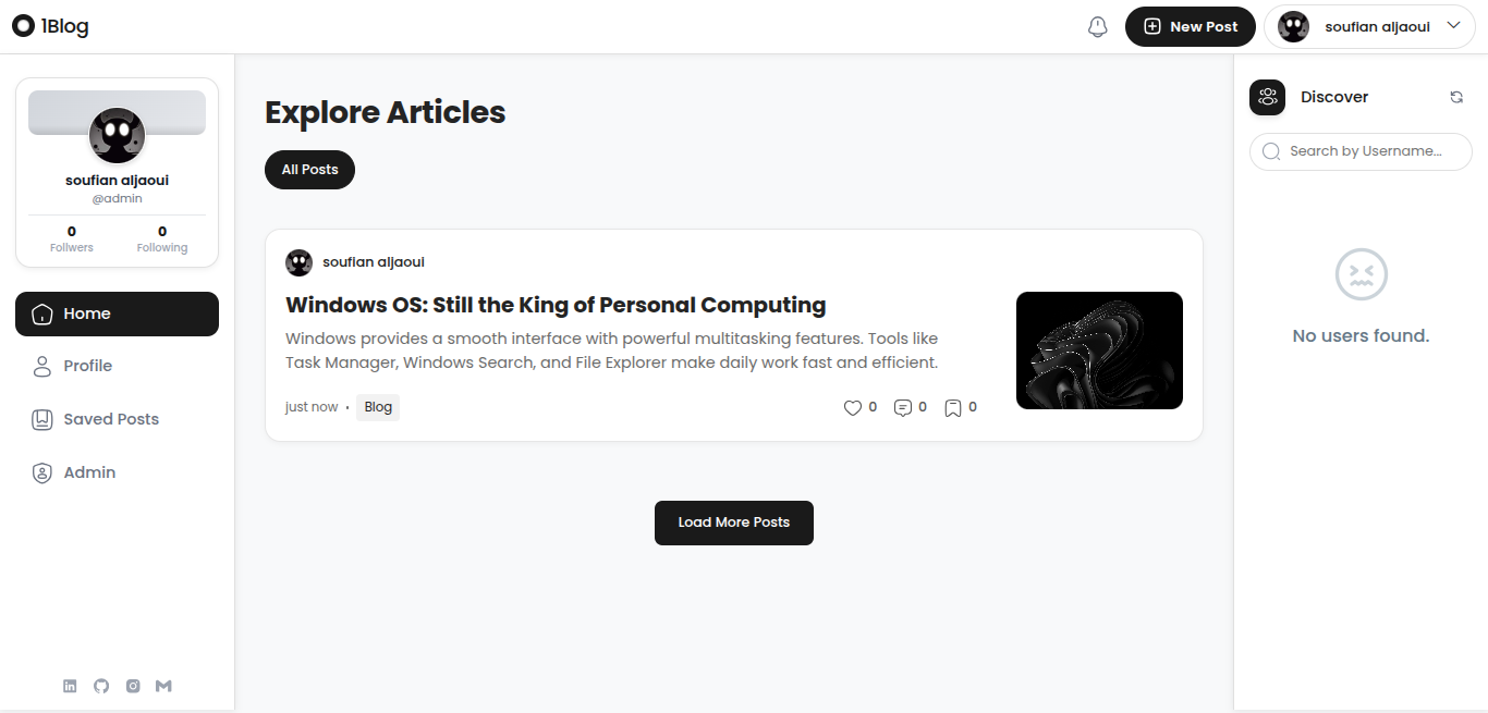 01Blog: Home feed